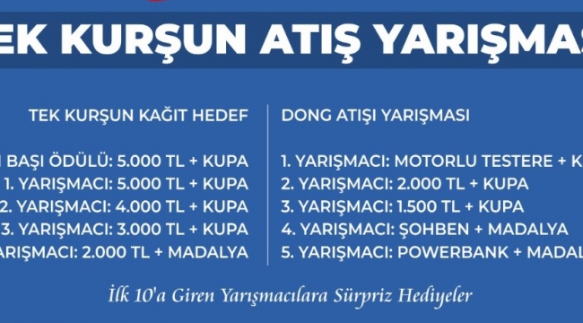 Tek Kurşun Atış Yarışmasına Davet