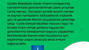 Gördes Belediyesi Din Görevlisi Alımı Yapacak